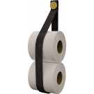 Leren toiletrol-voorraadhouder, met zuignap Ã©n schroef - Handles and moreÂ® | leer: VINTAGE BLACK / knop: Goud (reserverolhouder - toiletrolhouder - toiletrollen houder - toilet rol voorraad houder)