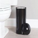 Toiletrolhouder voor de badkamer - vrijstaand/modern - met deksel en ruimte voor 3 extra toiletrollen - zwart